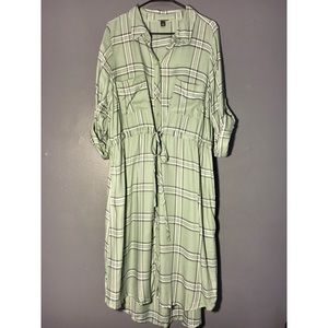 Torrid green plaid shirt dress sz:2
